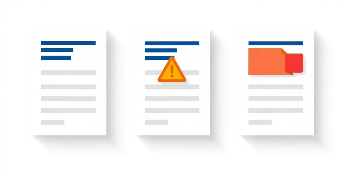 Ilustração de três documentos de transporte com indicadores de autorizado, rejeitado e denegado