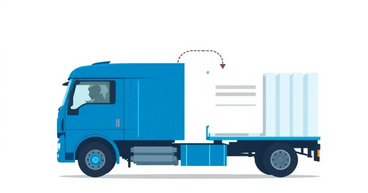 Ilustração de caminhão de carga com documento de conhecimento de transporte eletrônico