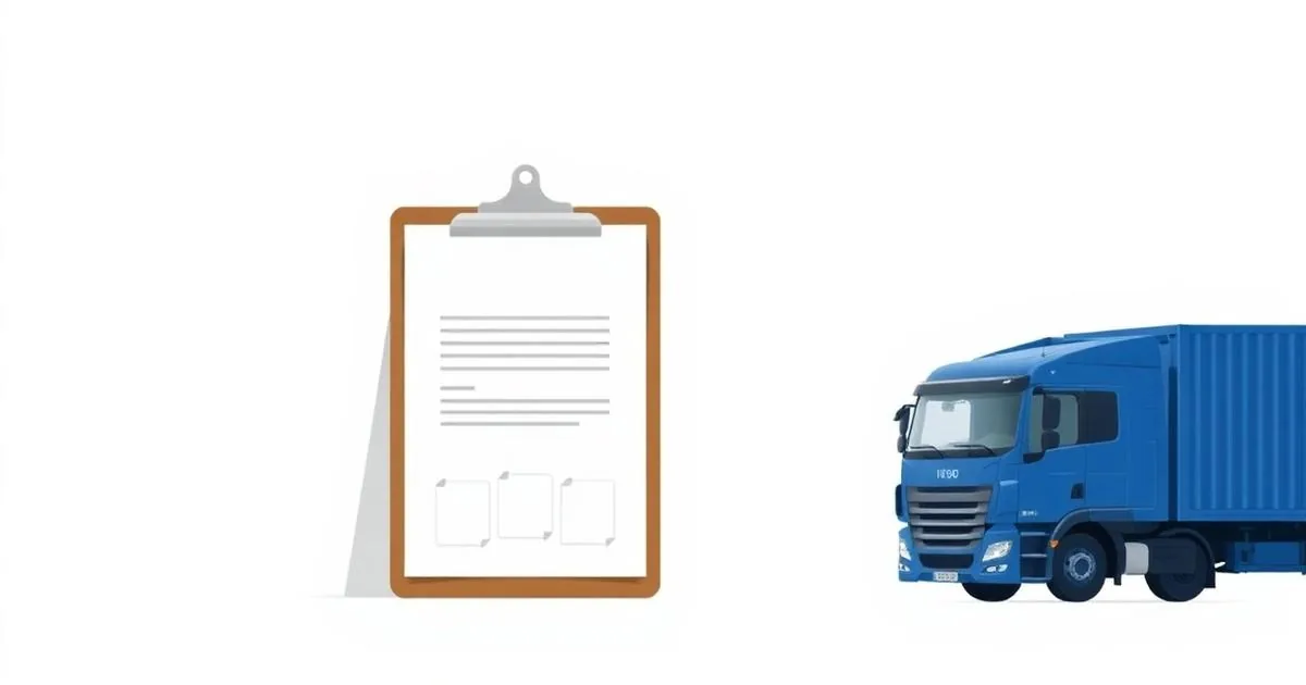 Ilustração de manifesto de carga vinculado a documentos e caminhão
