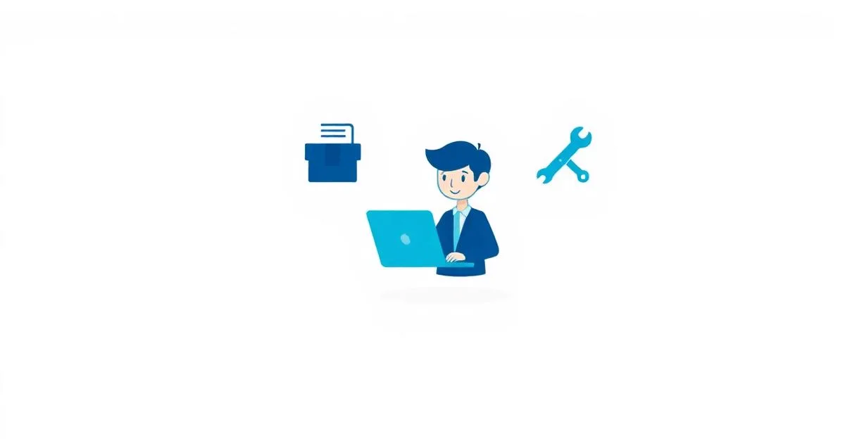 Ilustração de microempreendedor no computador escolhendo entre modelos de documentos fiscais