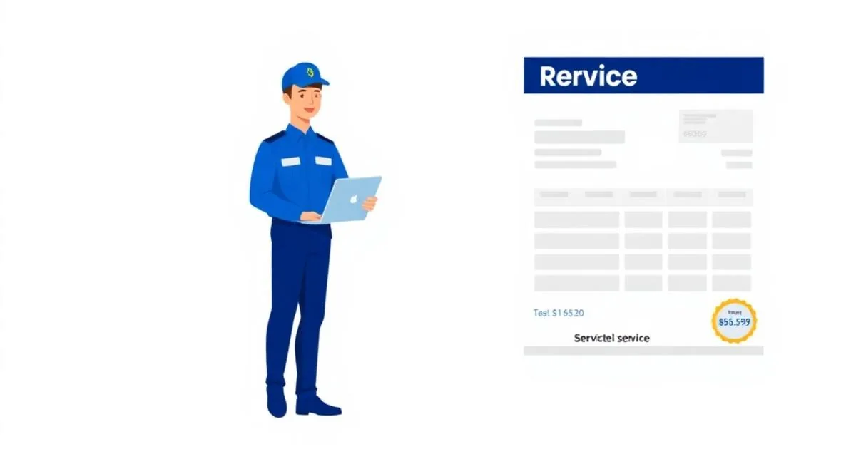 Ilustração de microempreendedor prestando serviço com nota fiscal de serviço eletrônica